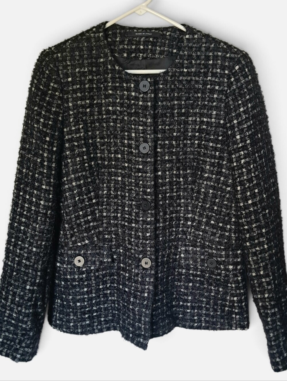 Tagliatore Women's Black Charcoal Tweed Jacket Blazer Made In Italy